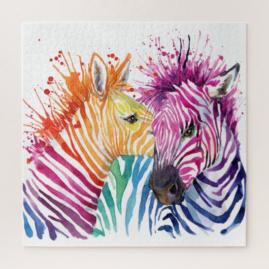 Regenboog zebra, waterverf wilde illustratie. legpuzzel (Verticaal)