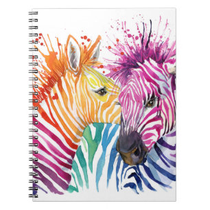 Regenboog zebra, waterverf wilde illustratie. notitieboek