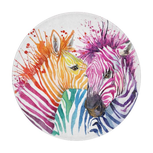 Regenboog zebra, waterverf wilde illustratie. snijplank (Voorkant)