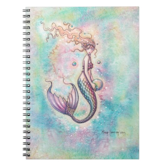 Regenboog Zeemeermin Fantasie Waterverf Kunst Notitieboek (Voorkant)