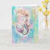 Regenboog Zeemeermin Kunstkaart van Molly Harrison Kaart (Gele Bloem)
