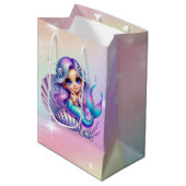 Regenboog Zeemeermin   Medium Cadeauzakje (Voorkant Gekanteld)