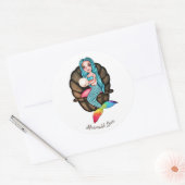 Regenboog zeemeermin met parel in Waterverf Ronde Sticker (Envelop)