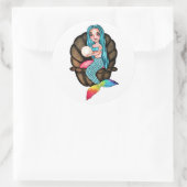Regenboog zeemeermin met parel in Waterverf Ronde Sticker (Tas)