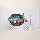 Regenboog zeemeermin met parel in Waterverf Strandlaken (Voorkant)