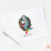 Regenboog zeemeermin met parel in Waterverf Vierkante Sticker (Envelop)