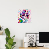 Regenboog Zeemeermin Poster (Thuiskantoor)