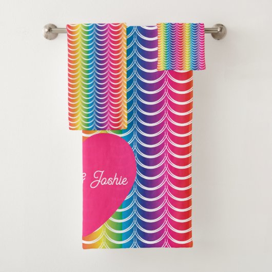 Regenboog Zeemeermin Pride Hart Bad Handdoek (Insitu)