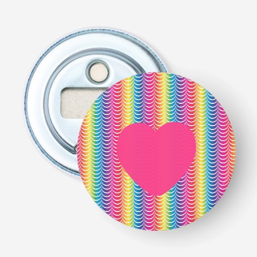 Regenboog Zeemeermin Pride Hart Button Flesopener (Voorkant)