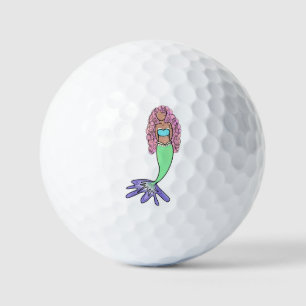 regenboog zeemeermin roze blauw paars groen zwart golfballen