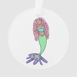 regenboog zeemeermin roze blauw paars groen zwart  ornament