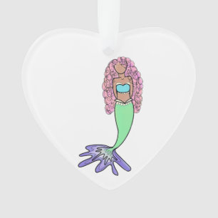 regenboog zeemeermin roze blauw paars groen zwart ornament
