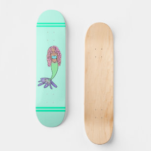 regenboog zeemeermin roze blauw paars groen zwart persoonlijk skateboard