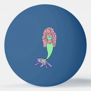 regenboog zeemeermin roze blauw paars groen zwart  pingpongbal