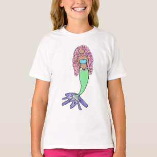 regenboog zeemeermin roze blauw paars groen zwart t-shirt