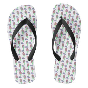 regenboog zeemeermin roze blauw paars groen zwart teenslippers
