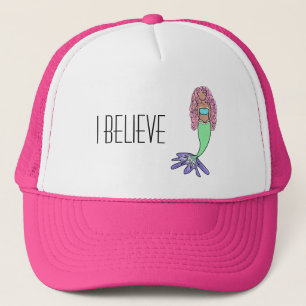 regenboog zeemeermin roze blauw paars groen zwart trucker pet