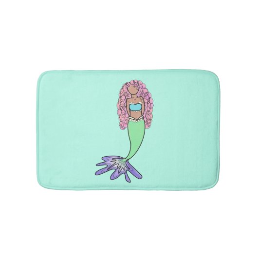 regenboog zeemeermin roze blauw paarse groen zwart badmat (Voorkant)