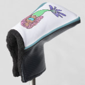 regenboog zeemeermin roze blauw paarse groen zwart golfheadcover (3/4 voorkant)