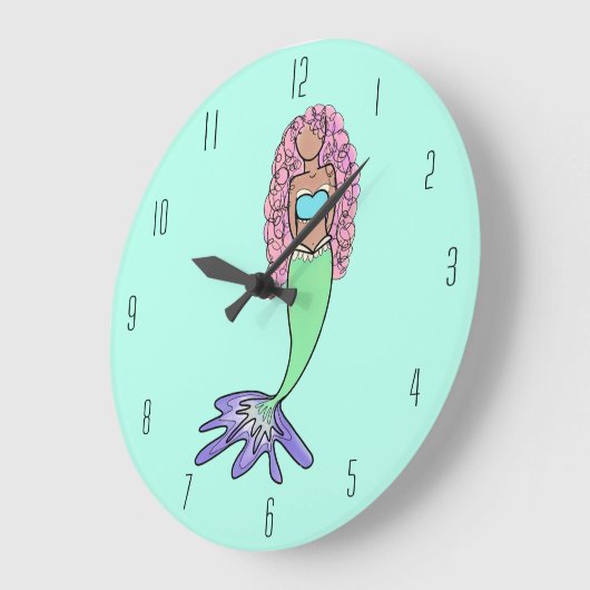 regenboog zeemeermin roze blauw paarse groen zwart grote klok (Hoek)