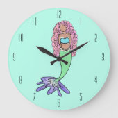 regenboog zeemeermin roze blauw paarse groen zwart grote klok (Voorkant)