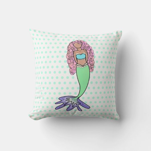 regenboog zeemeermin roze blauw paarse groen zwart kussen (Voorkant)