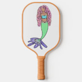 regenboog zeemeermin roze blauw paarse groen zwart pickleball paddle (Voorkant)