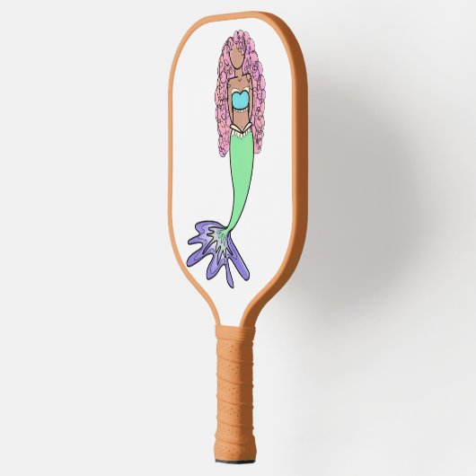 regenboog zeemeermin roze blauw paarse groen zwart pickleball paddle (Links)