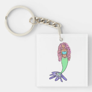 regenboog zeemeermin roze blauw paarse groen zwart sleutelhanger