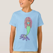 regenboog zeemeermin roze blauw paarse groen zwart t-shirt (Voorkant)