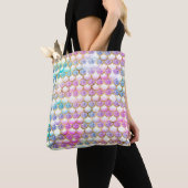 Regenboog zeemeermin schalen glitter canvas tas (Dichtbij)
