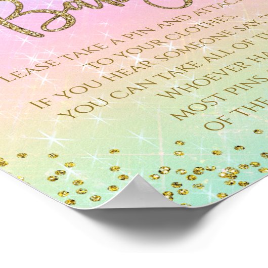 Regenboog zeg niet dat Baby shower game is Poster (Hoek)