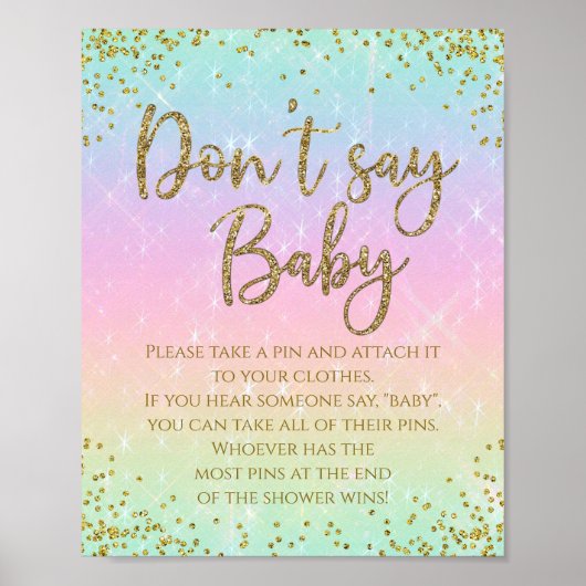 Regenboog zeg niet dat Baby shower game is Poster (Voorkant)