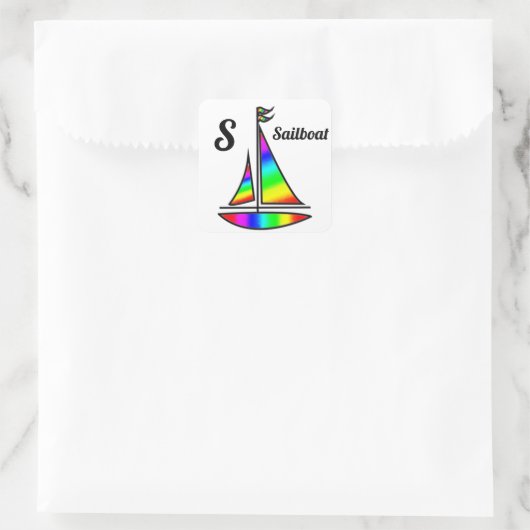 Regenboog Zeilboot Stickers (Tas)