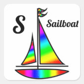 Regenboog Zeilboot Stickers (Voorkant)