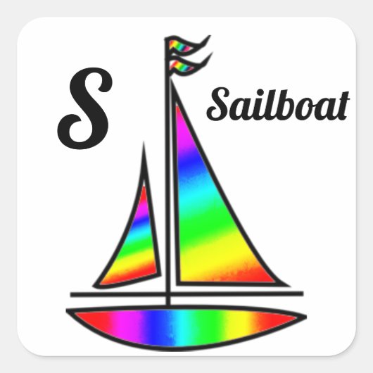 Regenboog Zeilboot Stickers (Voorkant)