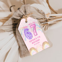 Regenboog Zes Zeven 67 Verjaardag Gift Tag