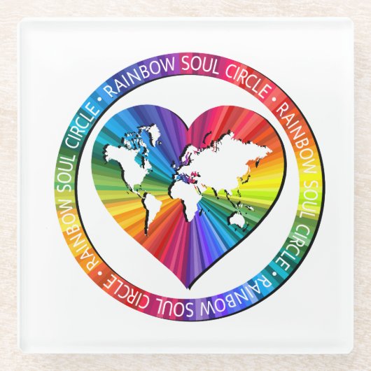 Regenboog Ziel Cirkel Glazen Onderzetter (Voorkant)