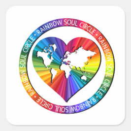 Regenboog Ziel Cirkel Vierkante Sticker