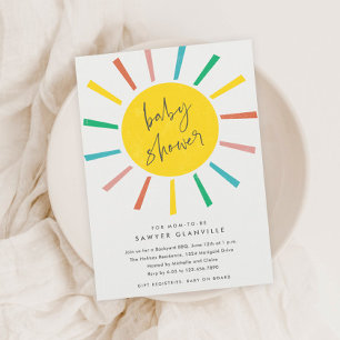 Regenboog Zon Schrift Moderne Baby Shower Kaart