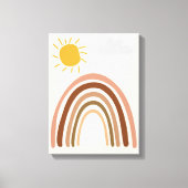 Regenboog Zon Wolk, Kindertekening, Boho Abstracte Canvas Afdruk (Voorkant)