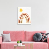 Regenboog Zon Wolk, Kindertekening, Boho Abstracte Canvas Afdruk (Insitu (Woonkamer))