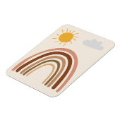Regenboog Zon Wolk, Kindertekening, Boho Abstracte Magneet (Linkerzijde)
