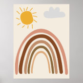 Regenboog Zon Wolk, Kindertekening, Boho Abstracte Poster (Voorkant)