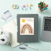 Regenboog Zon Wolk, Kindertekening, Boho Abstracte Sticker (iPad Cover)