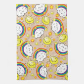 Regenboog, zon, wolken, beige keukenhanddoek (Verticaal)