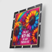 Regenboog Zonnebloem Wtf Life Vierkante Klok (Hoek)