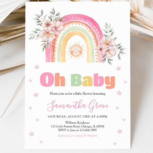 Regenboog Zonneschijn Baby Shower Kaart