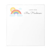 Regenboog Zonneschijn Leraar Notitieblok (Voorkant)