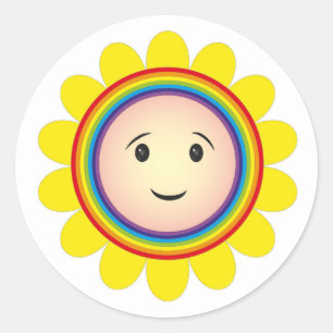 Regenboog zonneschijn ronde sticker